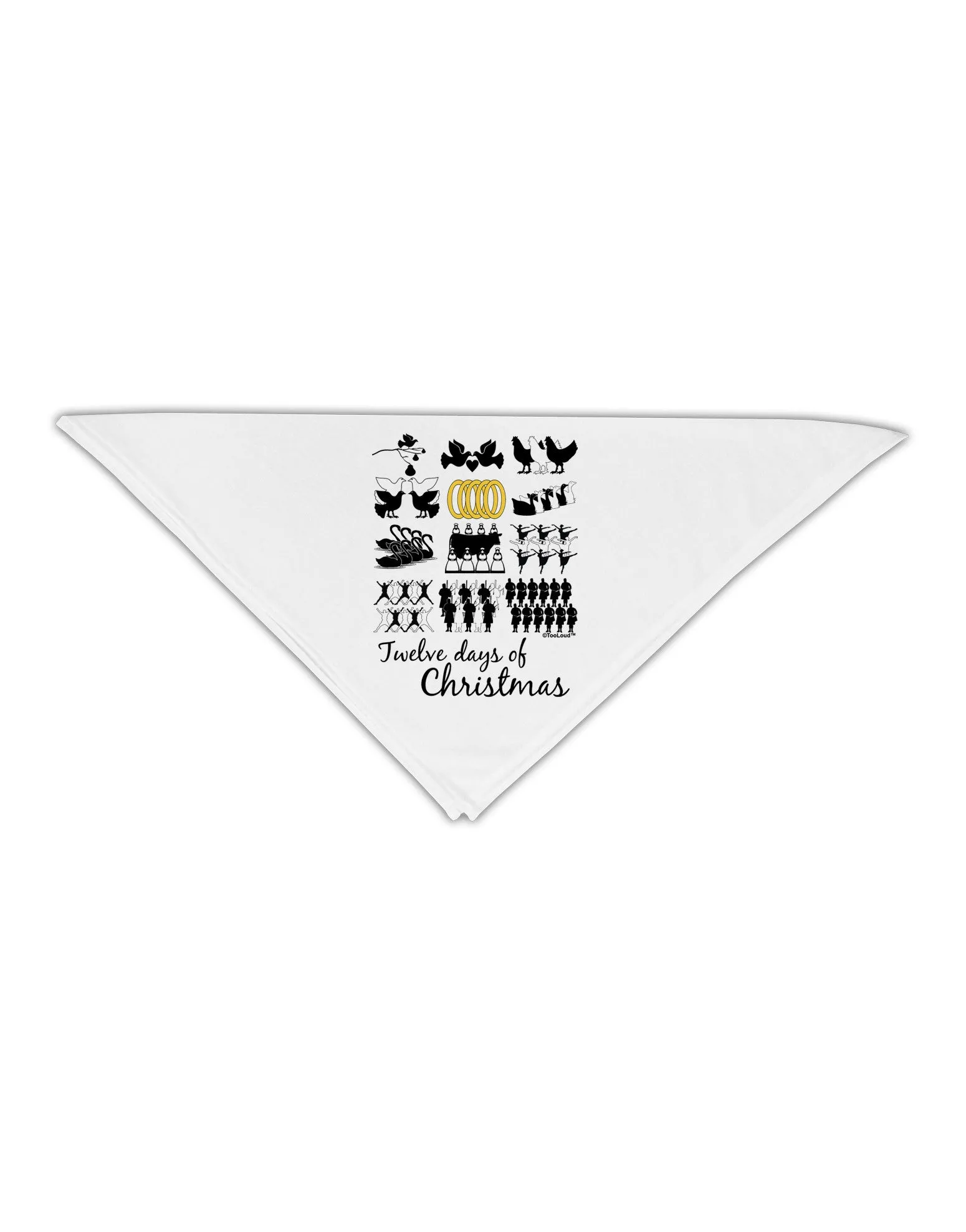 12 Days of Christmas Text Color Adult 19&#x22; Square Bandana