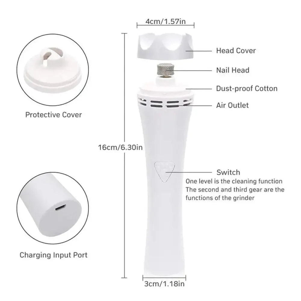 3 Speed Painless Low Noise Nail Grinder Usb Charging Nail Trimmer for Dogs