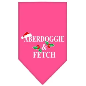 Aberdoggie Christmas Screen Print Bandana Bright Pink Large
