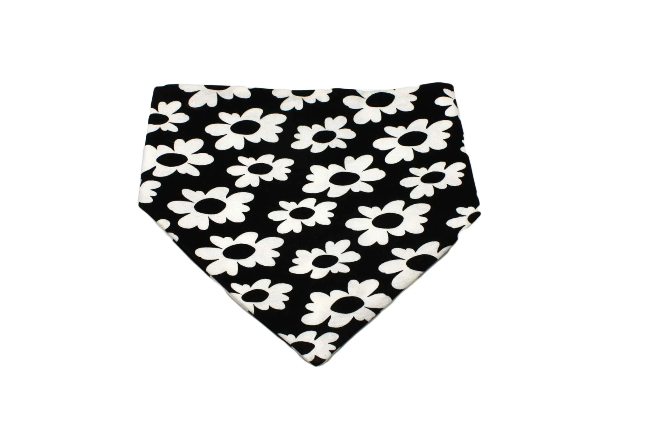 Black White Flower with Checkerboard Reversible Dog Bandana