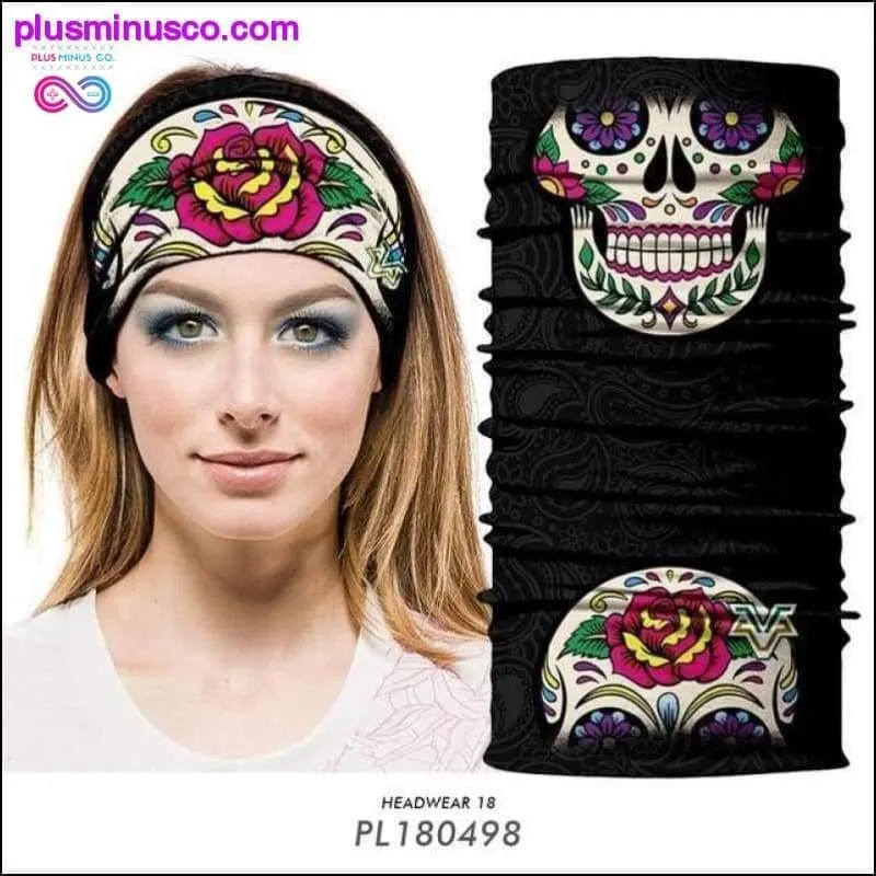 Color Sugar Skull Women Headband Magic Scarf Cycling Hiking