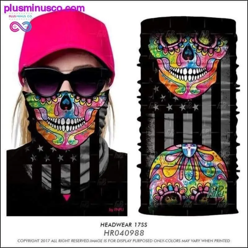 Color Sugar Skull Women Headband Magic Scarf Cycling Hiking
