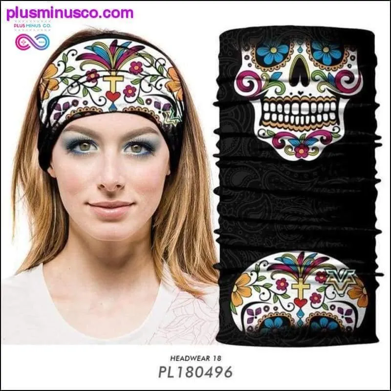 Color Sugar Skull Women Headband Magic Scarf Cycling Hiking