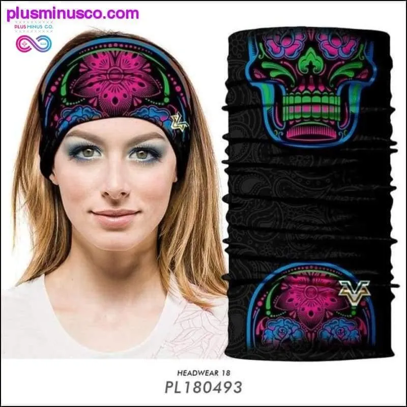 Color Sugar Skull Women Headband Magic Scarf Cycling Hiking