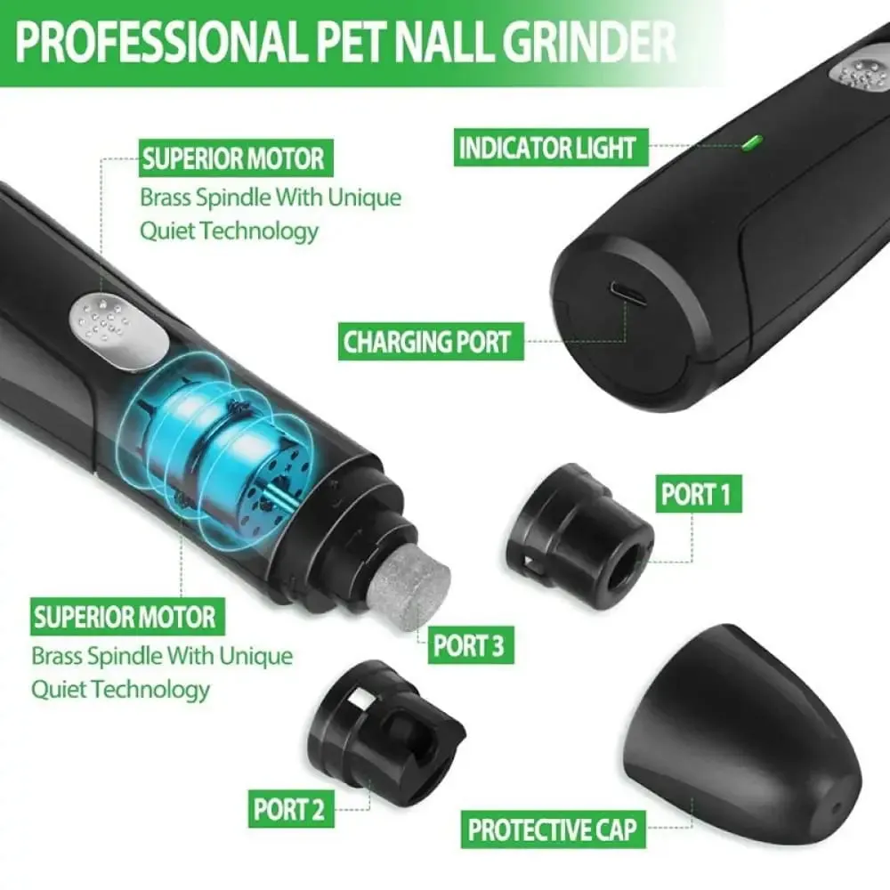 Electric Usb Rechargeable Safe no Noise Painless Dog Nail Trimmer for Small, Large Dog