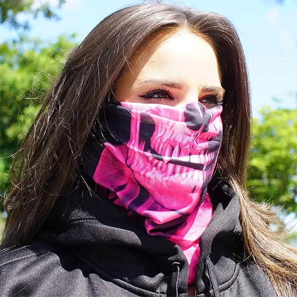 Face Shield Bandana Skull Tech Pink Crow