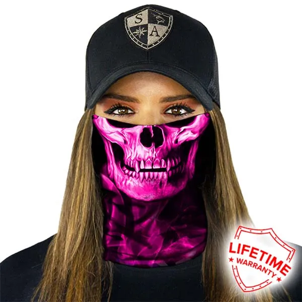 Face Shield Bandana Skull Tech Pink Crow