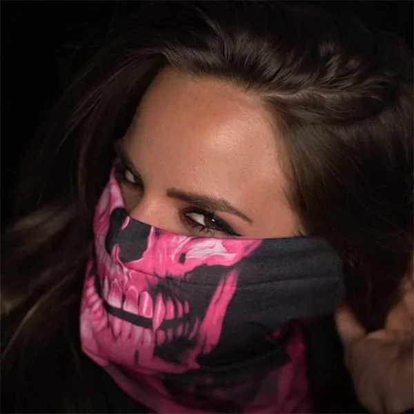 Face Shield Bandana Skull Tech Pink Crow