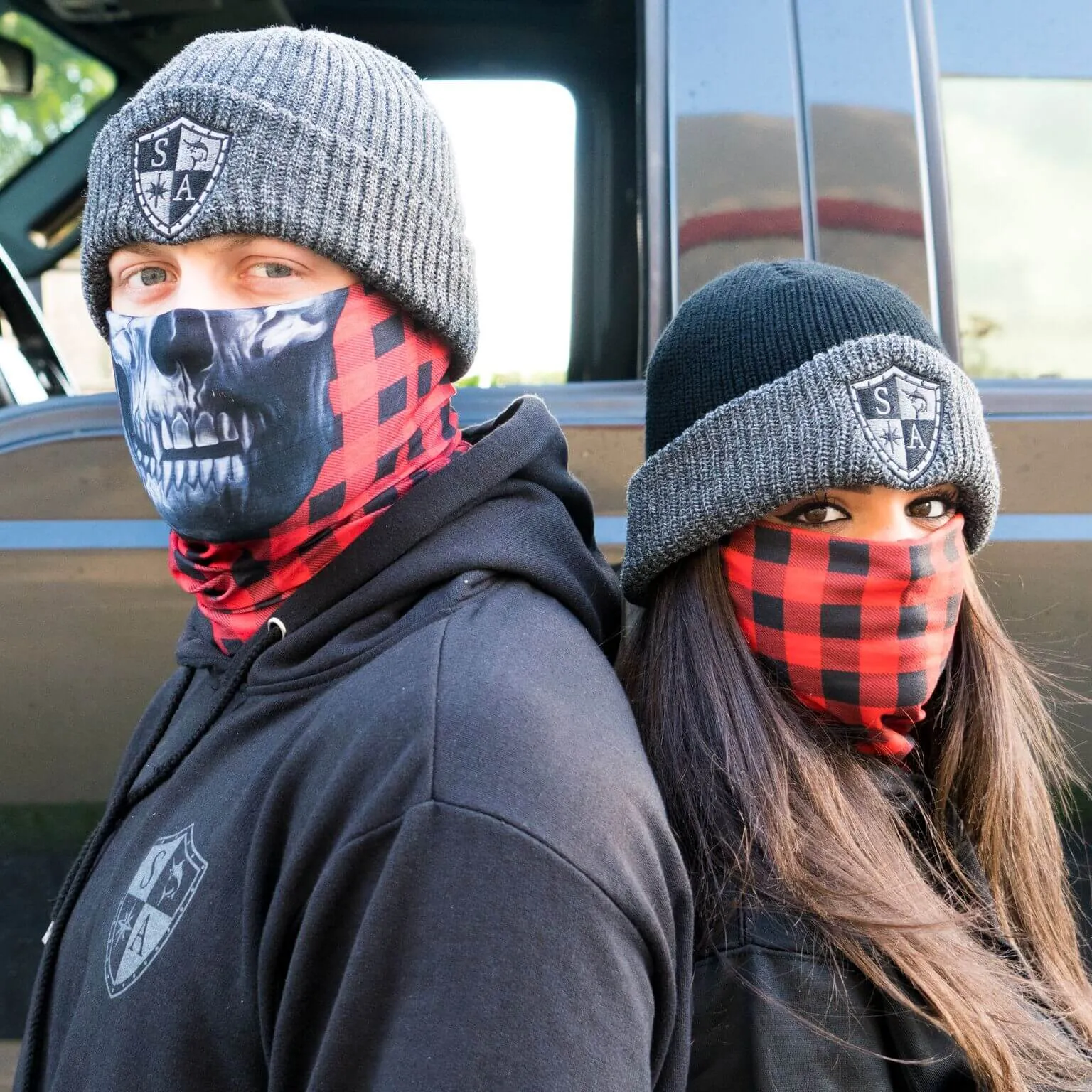 Face Shield Tubular Bandana  Lumberjack Red Plaid