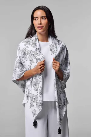 Minneola Featherlight Scarf | White/Black Perfect Peony